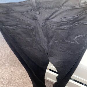 AE Black jeggings with holes-12 short